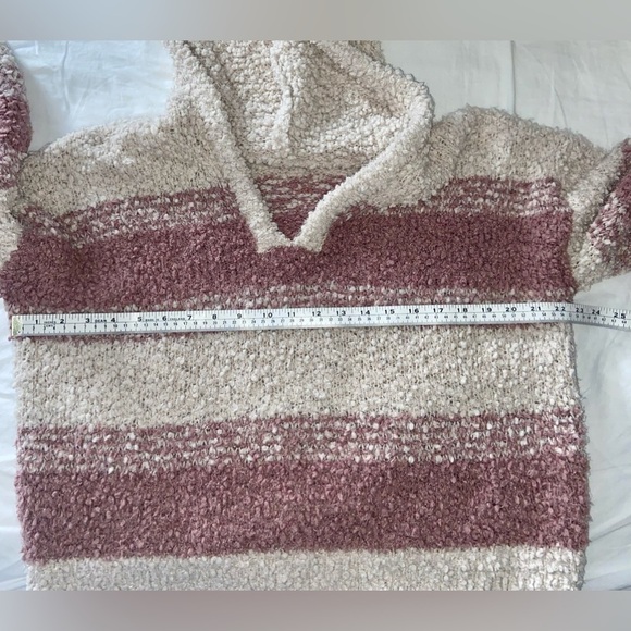 Women’s Hippie Rose dusty pink and beige hooded knit sweater size Large - Picture 4 of 7